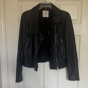 Mango Black Leather Biker Jacket